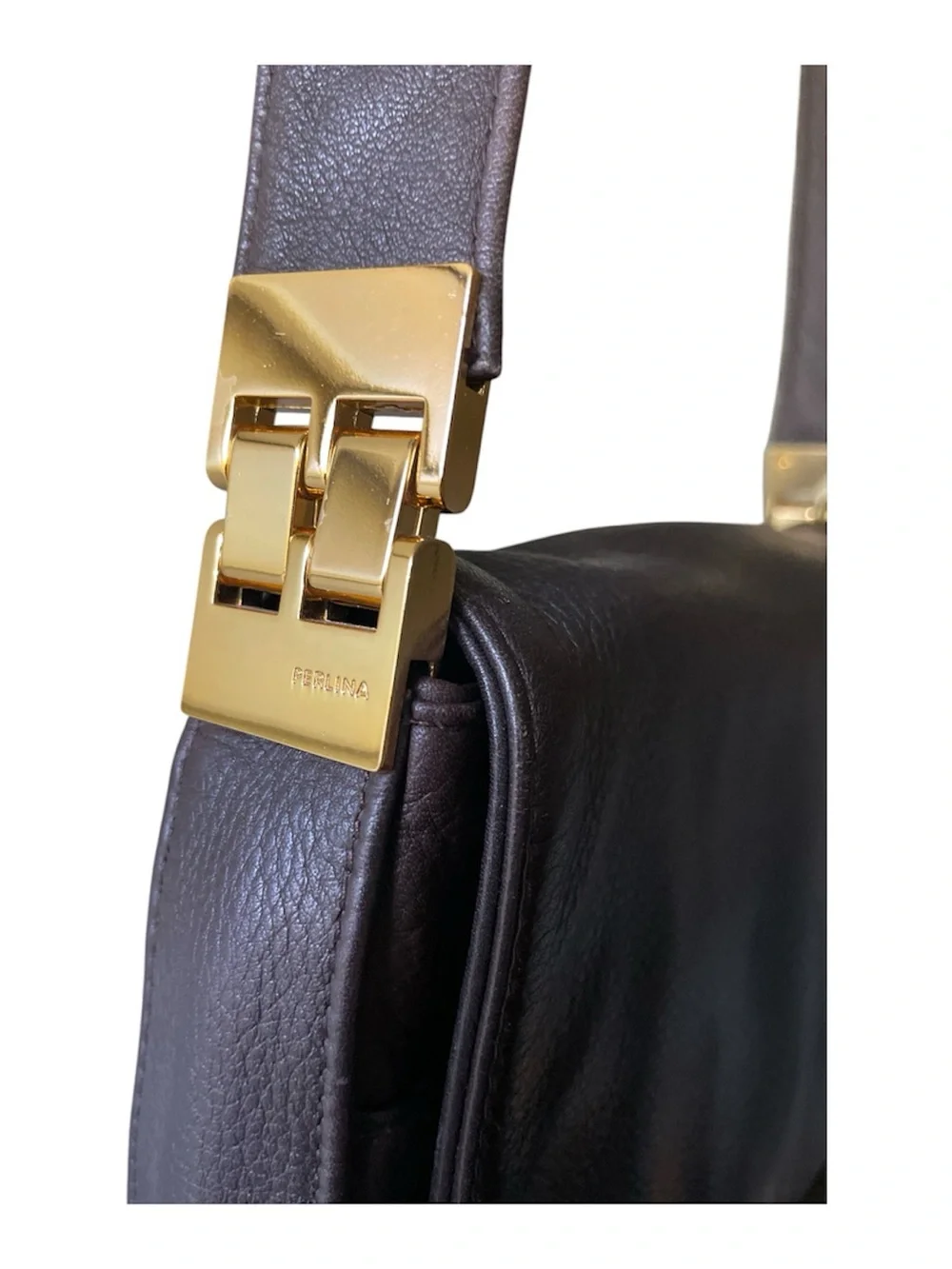 Perlina Brown Crossbody Leather Shoulder Bag